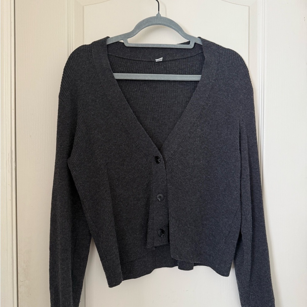 Uniqlo Dark Gray V-Neck Button Front Cardigan